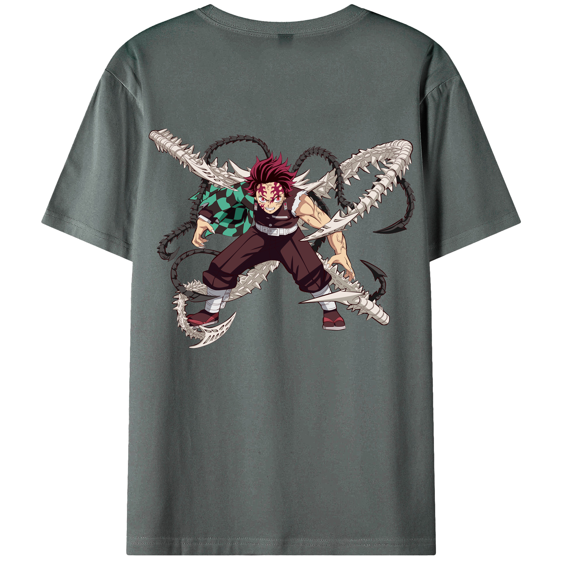 （画像用） 鬼滅の刃 竈門 炭治郎／かまど たんじろう Kamado Tanjirou 綿100％半袖Tシャツ（背面プリント）